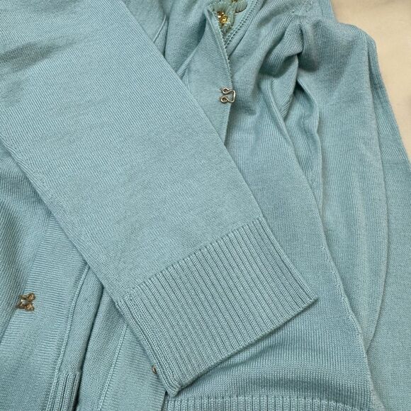 Tory Burch Green Embellished Women's Sweater Merino Wool XS - Picture 8 of 9